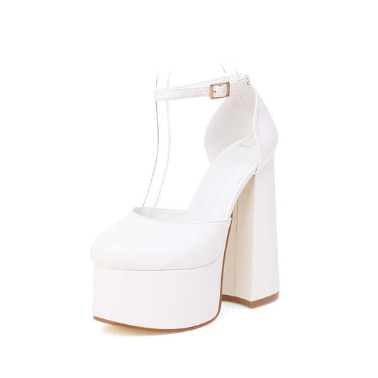 Ladies Sandals Buckle High Heel Platform - DanaFashionstore