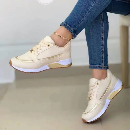 Casual Lace-up Flat Shoes Women Shallow Round Toe Sports Walking Sneakers - DanaFashionstore