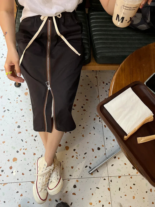 Women's Zip Skirt Slimming Mid-length Straight Skirt - DanaFashionstore
