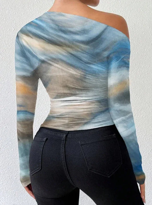 Print Long Sleeve T-Shirt Graphic Tees Women Tops - DanaFashionstore