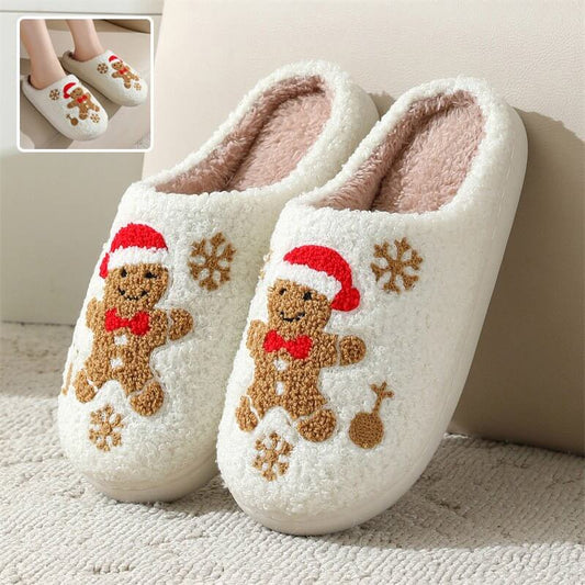 Christmas Snowflake Gingerbread Slippers Winter Indoor Non-slip Floor Bedroom Fuzzy House Shoes For Women Home Slippers $29.90 Dana Fashion Color: Gingerbread Man Size: 36to37 Women's shoes Overview: Unique design, stylish and beautiful. Good material, co