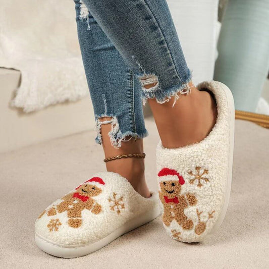 Christmas Snowflake Gingerbread Slippers Winter Indoor Non-slip Floor Bedroom Fuzzy House Shoes For Women Home Slippers $29.90 Dana Fashion Color: Gingerbread Man Size: 36to37 Women's shoes Overview: Unique design, stylish and beautiful. Good material, co