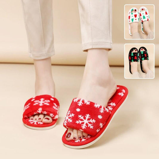 Christmas Tree Home Slippers Fashion Floor Bedroom Open-toe Plush Slippers For Women Fuzzy House Shoes $25.00 Dana Fashion Color: Christmas Tree Black Size: 36to37 Women's shoes Overview: Unique design, stylish and beautiful. Good material, comfortable fe