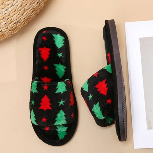 Christmas Tree Home Slippers Fashion Floor Bedroom Open-toe Plush Slippers For Women Fuzzy House Shoes $25.00 Dana Fashion Color: Christmas Tree Black Size: 36to37 Women's shoes Overview: Unique design, stylish and beautiful. Good material, comfortable fe