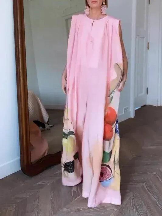 Sleeveless Printed Wide-Leg Jumpsuit 2026 - Summer Casual Jumpsuit - DanaFashionstore