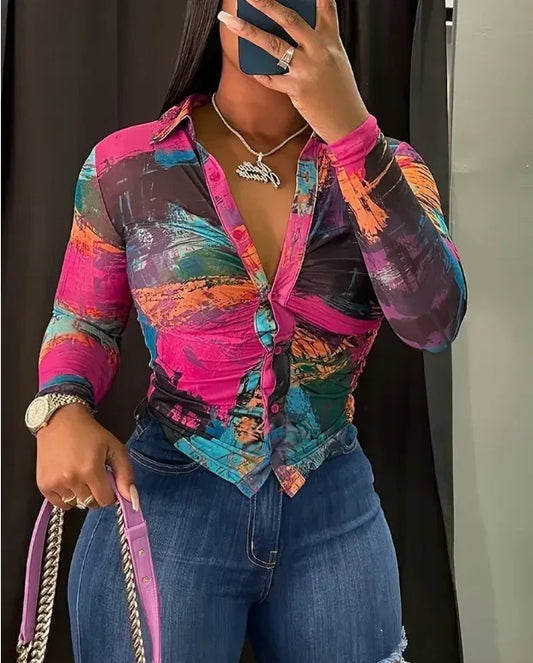 Women's Fashionable Plaid Long Sleeve Top - DanaFashionstore