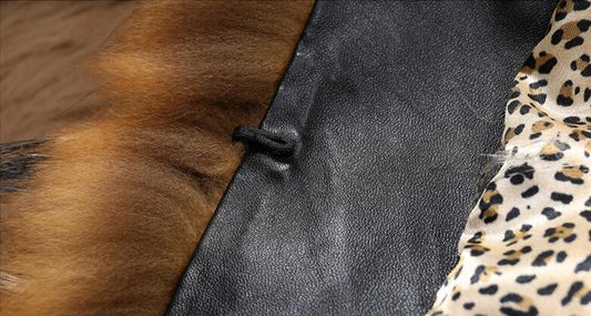 Mid-length Leopard Print Raccoon Fur Collar Coat