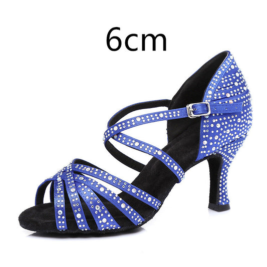 Latin Dance Shoes Hot Drilling Full Drilling Middle Heel - DanaFashionstore