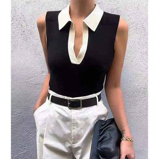 Solid Color Round Neck Pullover Women's Knitted Vest - DanaFashionstore