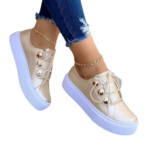 One-foot Square-toe Loafers White Shoes Soft Platform Platform - DanaFashionstore