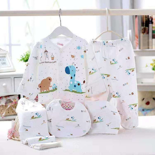 Five-piece Set Of Baby Underwear For 0-3 Months $25.00 Dana Fashion Color: Blue Child size: 59cm Baby Clothing Product information: Fabric name: cotton Main fabric composition: cotton Main fabric ingredient content: 95 (%) Security level: Class A Closed s