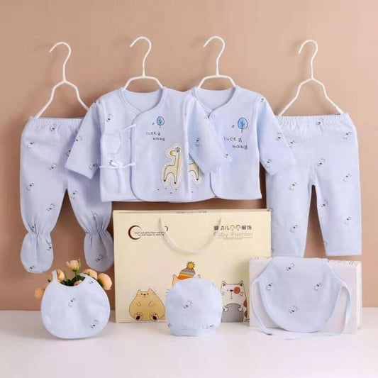 Newborn Cotton Long Sleeve Spring And Autumn $25.07 Dana Fashion style: Cotton Wool Deer Blue Suit Height: Free Size Baby Clothing Product information: Pattern: Cartoon Color: seven-piece rabbit Snail Blue, seven-piece rabbit snail pink, seven-piece rabbi