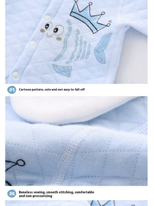 Newborn Cotton Products For Autumn And Winter Gift Set $69.50 Dana Fashion Color: Small Koi Blue Suitable For Height: 59cm Baby Clothing Product information: Fabric name: Combed cotton Applicable gender: neutral/both male and female Gift box content: clot
