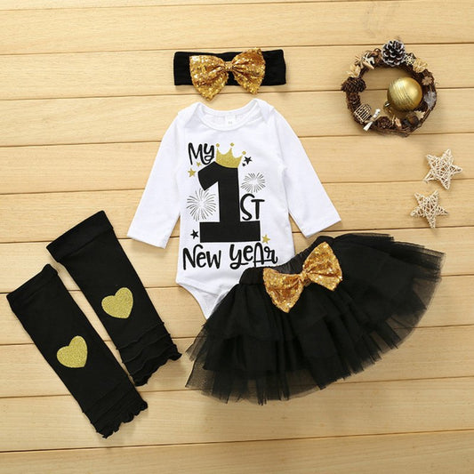 0-24M First Christmas Baby Girl Newborn Winter Clothes My 1s $53.59 Dana Fashion Color: Black Child size: 0to6 Months Baby Clothing Product information: Applicable age: 3 months Fabric: Artificial colored cotton Pattern: stripes Applicable gender: female