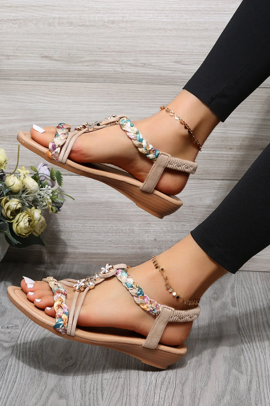 Women's Open Toe Sandals Made Of Color Block Fabric - DanaFashionstore