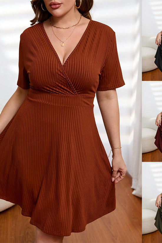 European And American Plus Size Women's Clothes New Deep V Waist Dress - Dana Fashion
