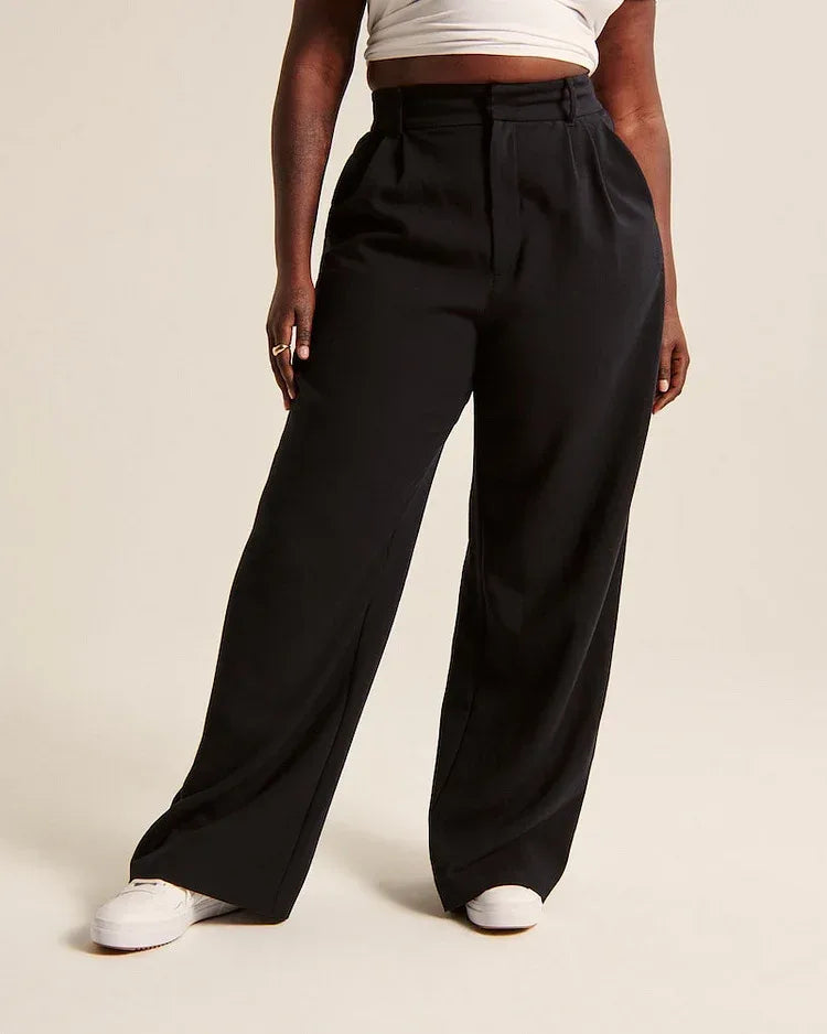 High Waist Straight Trousers With Pockets Wide Leg Casual Pants For Women - DanaFashionstore