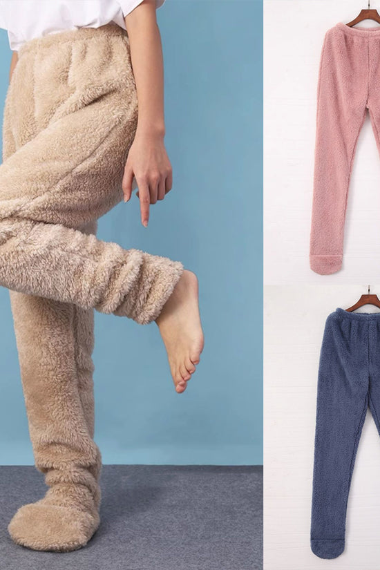 Women Coral Fleece Socks Leggings Winter Warm Sleepwear Ankles Knees Guard Women Home Pants Thick Pajamas Pant