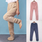Women Coral Fleece Socks Leggings Winter Warm Sleepwear Ankles Knees Guard Women Home Pants Thick Pajamas Pant - DanaFashionstore