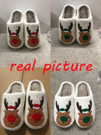 Christmas Shoes Winter Home Slippers Elk Soft Cozy Bedroom Slipper Slip On House Shoes - DanaFashionstore