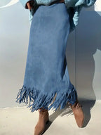 Women's Fashionable Elegant Long Suede Skirt Comfortable Slim Fit - DanaFashionstore