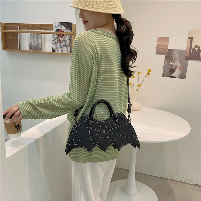 Halloween Spider Web Shape Shoulder Bags Personality Batgirl Tide Pu Handbags Fashoin Messenger Crossbody Bag - DanaFashionstore
