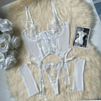 Three-point European And American Style Underwear Mesh Embroidery See-through Suit - DanaFashionstore