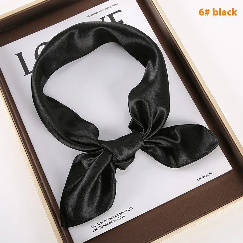 Solid Color Square Scarf Artificial Silk Small Square Towel - DanaFashionstore