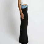 Fashion Black Panel Denim Skirt - DanaFashionstore