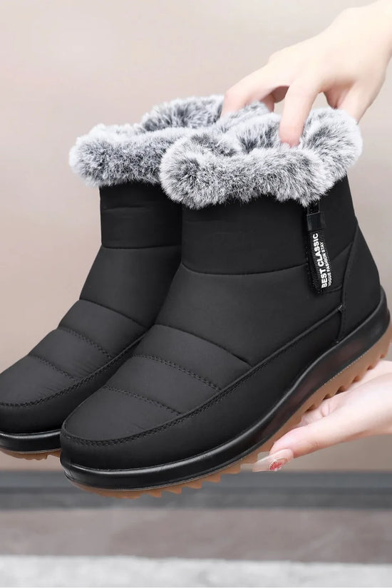 Winter Snow Boot With Side Zipper Fashion Warm Plush Ankle Boots Women's Fleece Short Shoes - DanaFashionstore