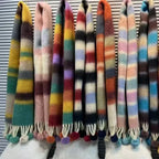 Rainbow Dopamine Mohair Tassel Scarf - DanaFashionstore