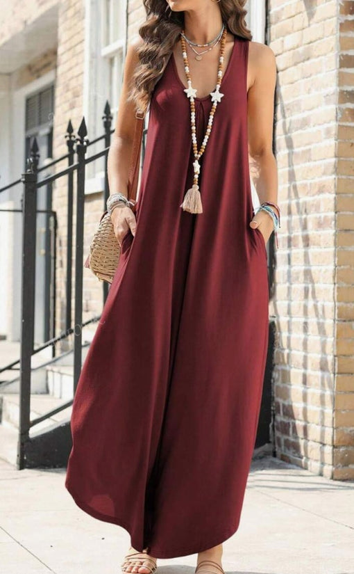 V-neck Trumpet Wide Leg Jumpsuit