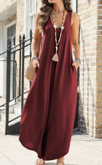 V-Neck Trumpet Wide Leg Jumpsuit 2026 - Elegant Flared Jumpsuit - DanaFashionstore