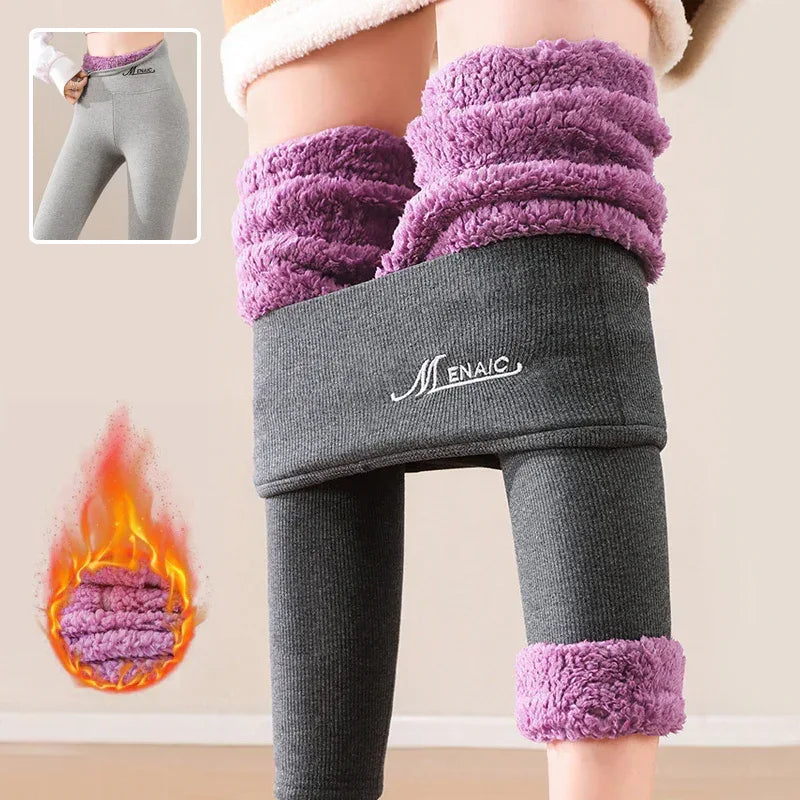 High Waist Plush Leggings Winter Warm Solid Slim Pants Fashion Trousers For Women Clothing - DanaFashionstore