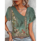Casual Diagonal Collar Short-sleeved T-shirt - DanaFashionstore