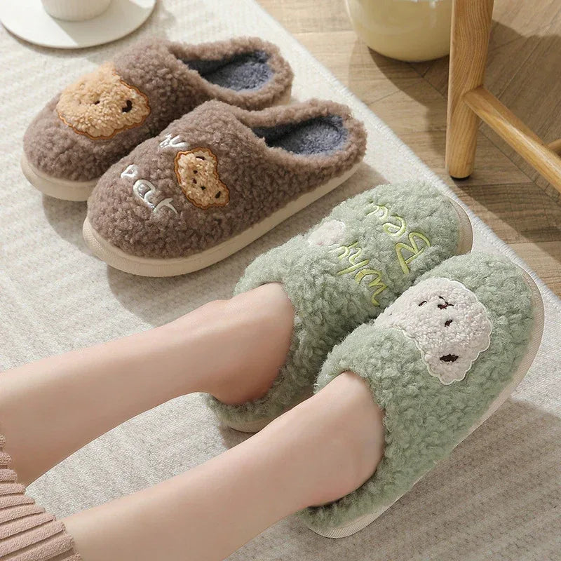 Bear Slippers Winter Warm House Shoes For Women Couple - DanaFashionstore