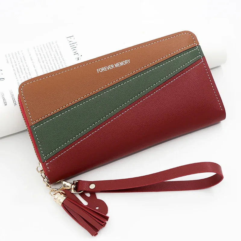 Simple Long Color Matching Fashion Coin Purse Card Holder Handbag - DanaFashionstore