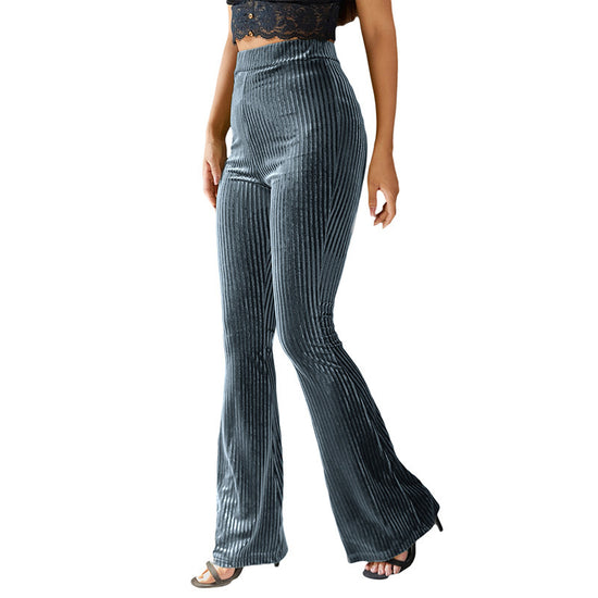 Women's Fashion Casual Striped Sunken Stripe Bell-bottom Pants - Dana Fashion