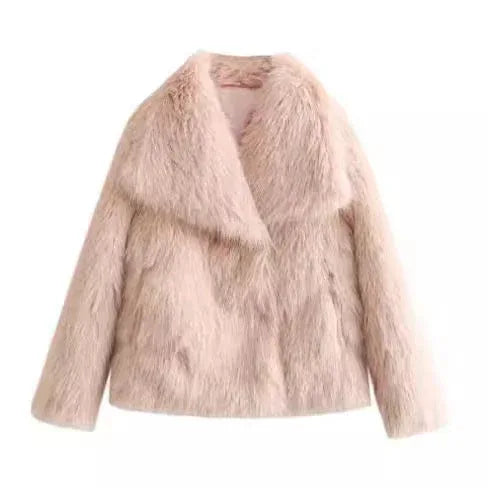 Winter Plush Coat Fashion Warm Thicken Fluffy Lapel Jacket Outwear Casual Long Sleeve Tops Womens Clothing - DanaFashionstore