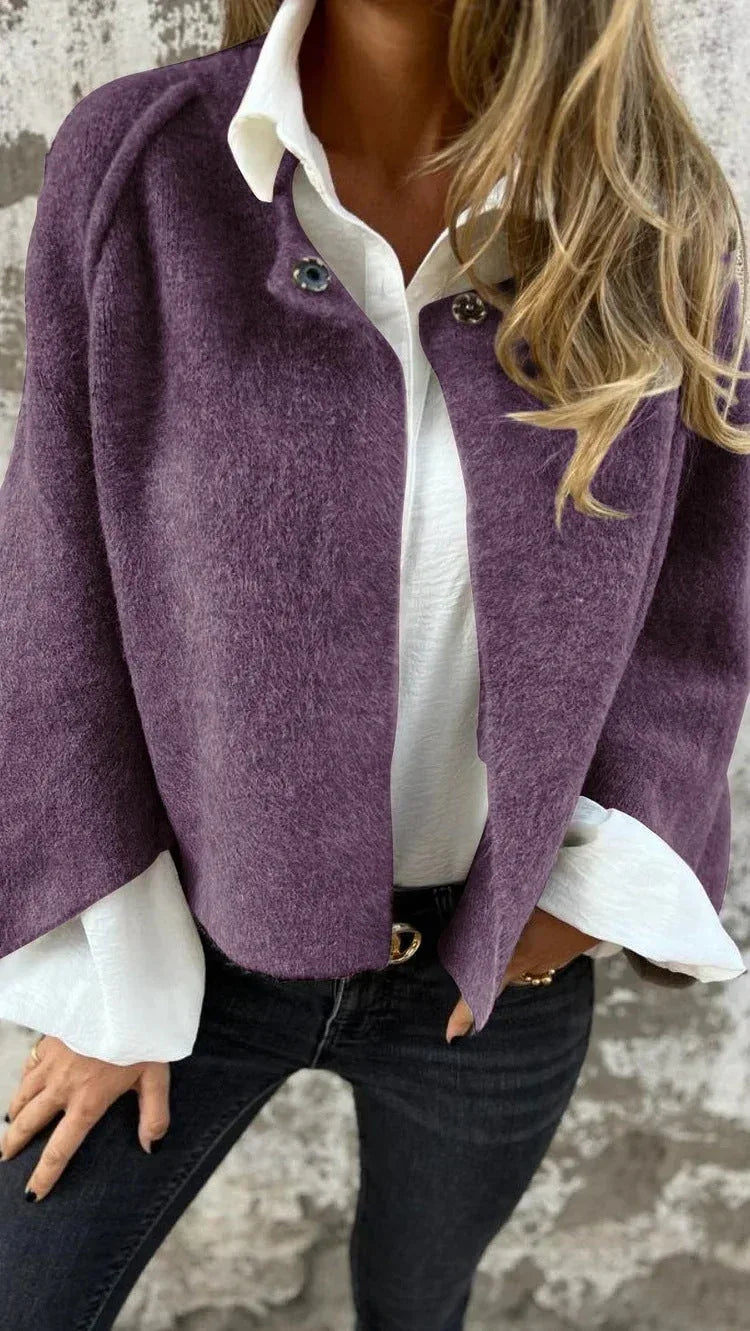 Women's Batwing Sleeve Cardigan Ins Fashion Cropped Jacket Tops Autumn And Winter Loose Short Cashmere Coat - DanaFashionstore