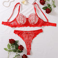Gathered Steel Ring Bra Set French Mesh See-through Sexy Underwear Two-piece - DanaFashionstore