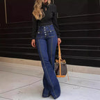 Women's Patchwork Jeans Slim Fit Slimming Stretch Flared Pants - DanaFashionstore