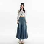 American Style Retro Big Swing Denim Spring New High Waist A- Line Slimming Mid-length Skirt - DanaFashionstore