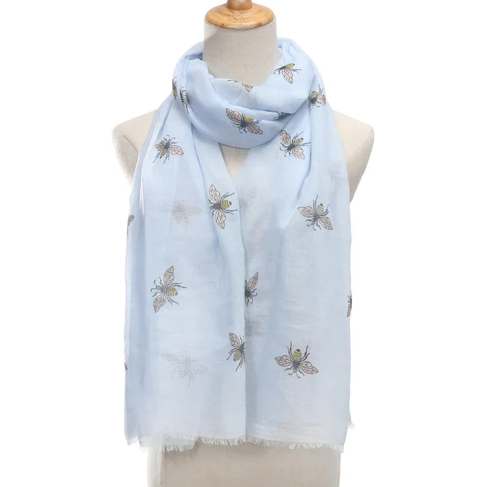 Bee Print Women's Neck Warmer Travel Sun Protection Shawl - DanaFashionstore