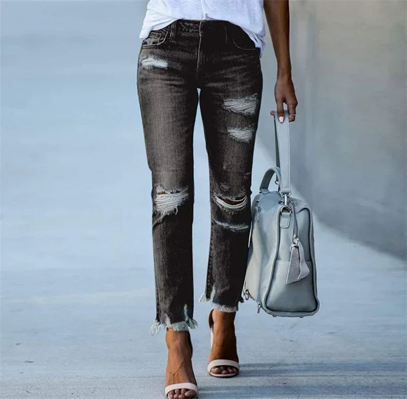 Women's Plus Size Ripped Jeans Trousers - DanaFashionstore