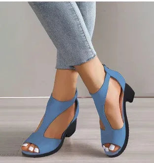 Women's Zippered High Heeled Fish Beak Sandals - DanaFashionstore