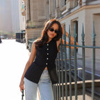 Solid Color And V-neck Sleeveless Vest Design Vest - DanaFashionstore