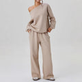 Sporty Casual Two-piece Set With A Trendy Off-shoulder Design