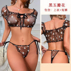 Mesh Petals Underwear Tube Top Panties Set - DanaFashionstore