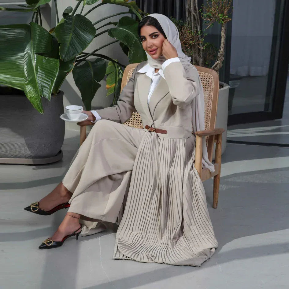 Cardigan Robe Pleated Pleated Coat Muslim Arab Clothing - DanaFashionstore